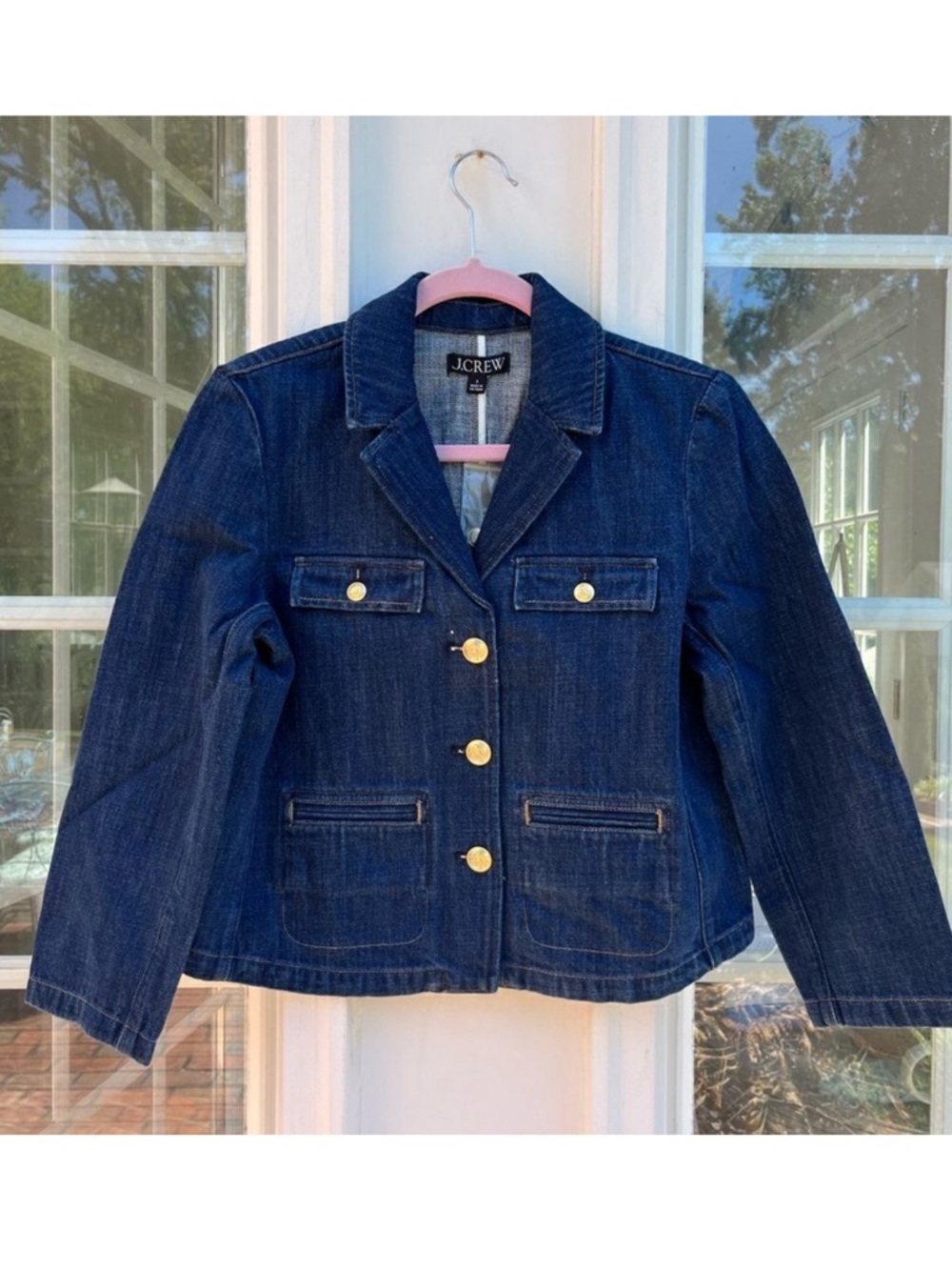 J. Crew Factory Dark Indigo Denim Blazer Jacket - Picture 3 of 5